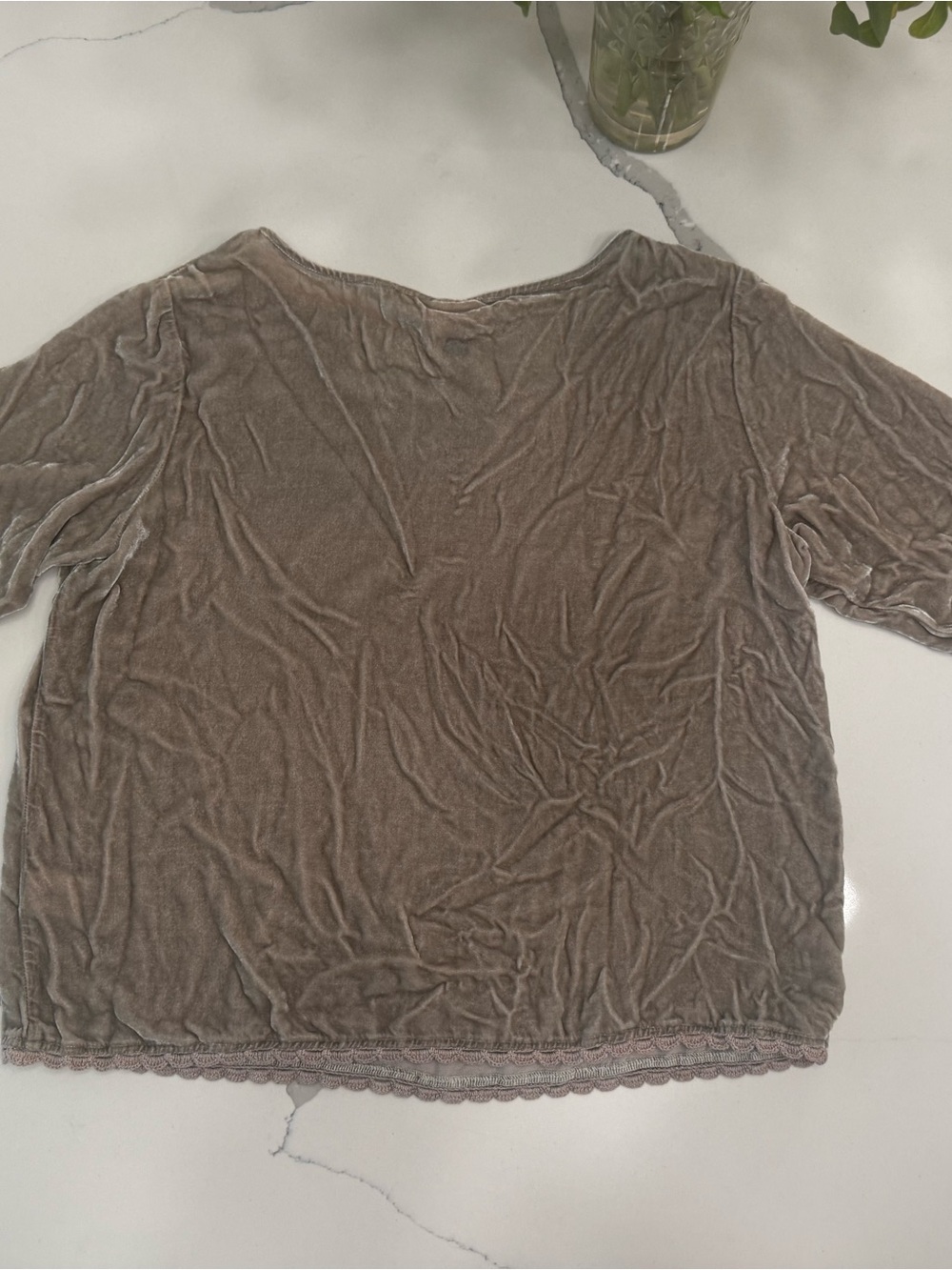 Sister Mary Boutique Brand Velvet 3/4 Length Sleeve Scoop Neck Top - Picture 2 of 6